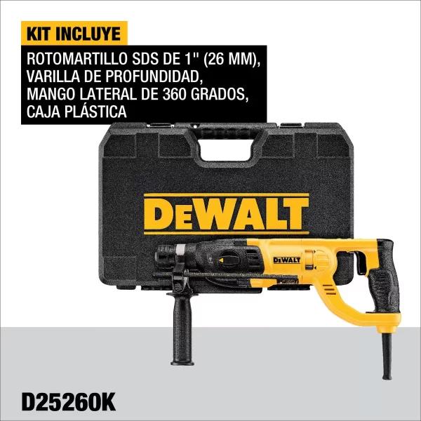 Taladro Rotomartillo 1'' 800w Dewalt D25260k-b3 Color Amarillo Frecuencia 50 Hz/60 Hz - Imagen 3