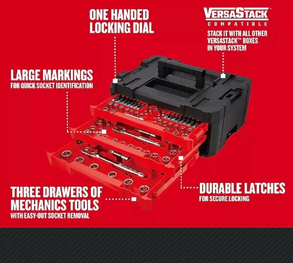 Caja Herramienta Mecanica Craftsman 230 Piezas 1/4 1/2 3/8 - Imagen 3